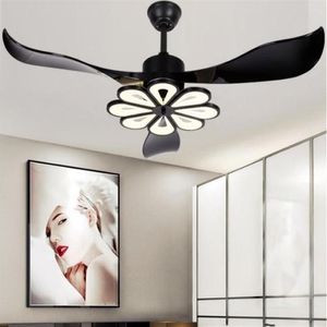 LED Modern Ceiling Light Fan Black Ceiling Fans With Lights Home Decorative Room Fan Lamp Dc Ceiling Fan Remote Control MYY268H