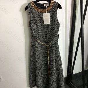 Mode Luxus Kleider Damen Designer Goldkette ärmelloses Kleid Markendruck Tankkleid