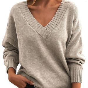 Women's Sweaters Knit Pullover Women Loose V Neck Casual All Knitwear Mens Big And Tall Sweatshirt Woman