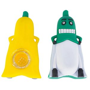 DHL Banana Shape Silicone Hand Pipe 3.81 Ingångar Tabacco rökrör Matkvalitet Söta tillbehör med glashål Filter Bowl för rökning Dab Rigs