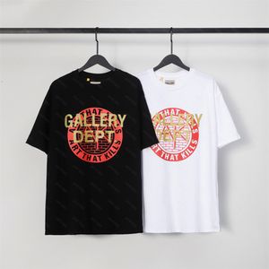 Galerias DEPT Harajuku 23SS Primavera Vintage Lavado ARTE QUE MATA Selo de Ouro Letras Impressas Logo Camiseta Solta Oversized Hip Hop Unissex Manga Curta Tees NHR