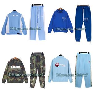 Men Tracksuits Sports top pants Mens black suit Hoodies and trousers Fashion design Clothing Blue jogging suits pullover Plus size259B