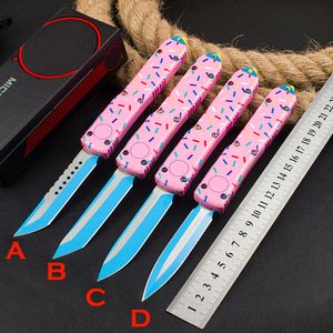 New Exclusive Dessert Warrior Ultratech Donut Pink Automatic Knife 3.34" 440C Blade, zinc alloy Handles,Camping Outdoor Tool Wilderness survival EDC Pocket Knives