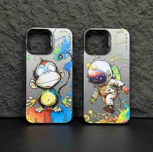 Cell Phone Cases Oil painting Monkey Rabbit 13/12/11/iPhone14Promax internet celebrity motorcycle dog 15Pro phone case Q230915