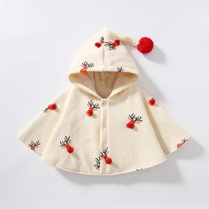 Baby Cape Autumn/Winter Cartoon Christmas Elk with Fleece Warm Thickened Coat Children's Cape