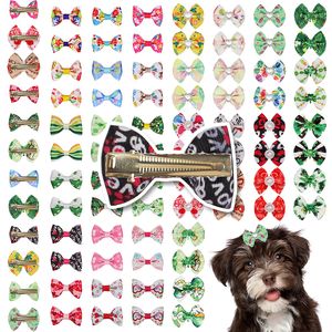 Ubrania dla psów 1224 PCS Hair Bow Clips Puppy Hairpin Pet Cat Holiday Ręcznie robione walentynkowe Easter St Patrick Akcesoria 230914