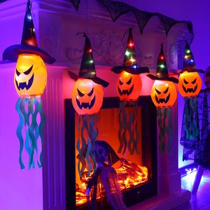 Zucca LED Decorazione di Halloween Luce lampeggiante Gypsophila Fantasma Festival Dress Up Incandescente Cappello da fantasma Lampada Decor Lanterna sospesa D4.0
