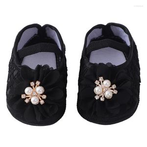 First Walkers Baby Girls Walking Shoes With Imitation Pearl And Zircon Accents Cute Cozy Princess For Autumn 0-12 Months