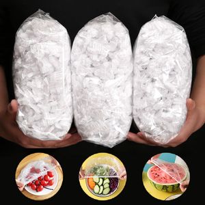 その他のホームストレージ組織200pcs使い捨て食品カバープラスチックラップフルーツボウル用の弾力性蓋キッチン新鮮なフィルムシャーロット230915