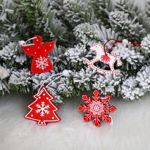 Novo Conjunto de combinação de madeira pintada decorativa de natal anjo elk árvore de natal decorativo pequeno pingente