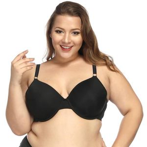 Sutiãs femininos lisos sem costura levemente acolchoados mergulho underwire sutiã plus size 32 34 36 38 40 42 44 46 b c d dd ddd e f264p