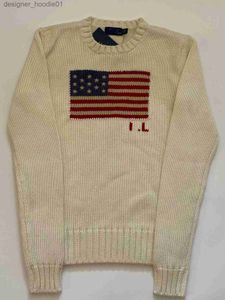 Kvinnors tröjor US Women's Knitting Sweater - Flagg från USA: s tröja 2023 Vintermode bekväm bomullsbuller L230915