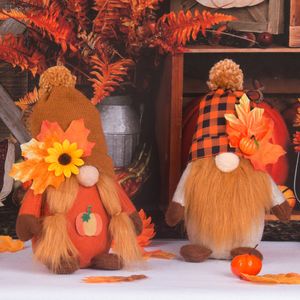 Halloween Pumpkin Harvest Maple Leaf Dwarf Doll Thanksgiving Autumn Doll Decoration