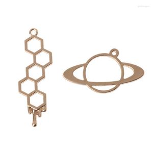 Charms DIY 5 Pcs Honeybee Planet UV Resin Blank Frame Open Bezel Set For Jewelry Making