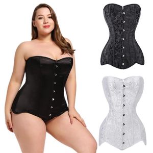 Corsetto con palangari disossato in acciaio Lingerie da donna Sexy Broccato Jacquare Overbust Clubwear Plus Size Corsetto bustier imbottito con lacci 256z