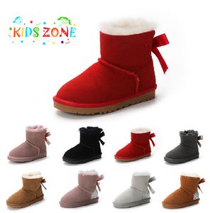 Детская обувь Дизайнерские тапочки Tasman Угги Сапоги Детская обувь Каштановый мех Туфли Tazz для девочек и мальчиков Ультра мини-замшевые верхние удобные осенне-зимние угги на платформе Ботинки