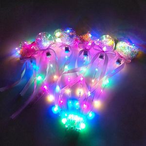 Bastone luminescente Light-Up Palla magica Giocattoli per bambini Bacchetta Glow Ball Toy Stick Led in gomma per il compleanno Principessa Halloween Kid Gift243F