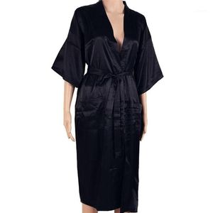 Indumenti da notte da uomo Nero Uomo Sexy Kimono di seta sintetica Accappatoio Abito stile cinese Abito maschile Camicia da notte Indumenti da notte Taglie forti S M L XL 271l