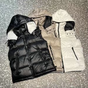 Schwarze Kapuzenjacke, Parka, Daunenweste, Mantel mit durchgehendem Reißverschluss, Winter-Daunen-Outwear-Mäntel, gesteppter Puffer-Bomber