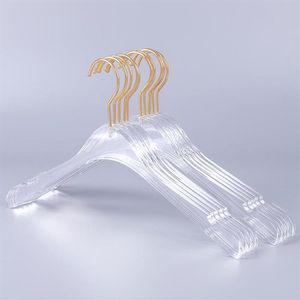 10 datorer Toppklass Clear Acrylic Crystal Clothes Suits Hanger med guldkrok transparent akrylbyxor hängare med guldklipp 2012169r