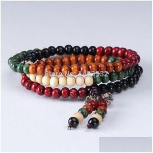 Chain Colorless Sandalwood Health Buddha Beads Link Bracelet Wood Round Charm Colorf Buddhistic Bracelets Jewelry For Women Men Drop D Dhesp