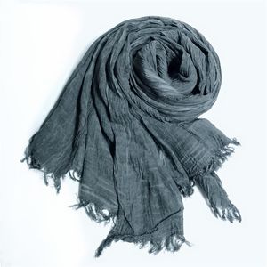 Scarves Japanese Style Linen Cotton Tassel Scarf Men Bufandas Solider Color Spring Autumn Warm Soft Kroean 230914