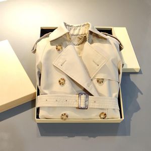 Burbrys Kamek damski płaszcze mody oryginalne marki projektantów średniej długości wiatrówki beżowy podwójnie piersi wysokiej jakości PLA276E