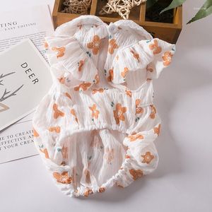 Vestuário para cães Flor vestido roupas pequenas para cães roupas para animais de estimação roupas bonito verão yorkies impressão laranja menina ropa para perro