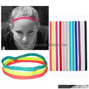 Headbands Women Sport Headband Candy Color Simple Elastic Hairband Yoga Moisture Wicking Solid Hair Scarf Accessories For Men Outdoor Dhgto