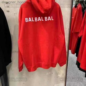 Классические толстые капюшоны Pure Balencigaas Designer Designer Luxury Balanciagalies Европейская мода BB Mens Cotton Back Письма с печеночной капюшоном Мужчина и Wo Marx