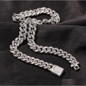 10mm baguette cubana link chain pulseira masculina ouro branco gelado diamante zircão cúbico gargantilha colar hip hop jóias 7-22 Polegada entrega direta