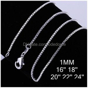 Correntes BK 1mm 925 Sterling Sier Caixa Gargantilha Colares para Mulheres Homens Jóias Pingente Fazendo 16 18 20 22 24 Polegadas Gota Entrega Pingentes Dhgkp