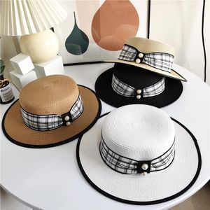 Summer Panama Designer Style Letter Strips Ręcznie tkanina damskie słomkowe kapelusz wysokiej jakości Raffia Bucket Hats szerokie brzegi cap3207