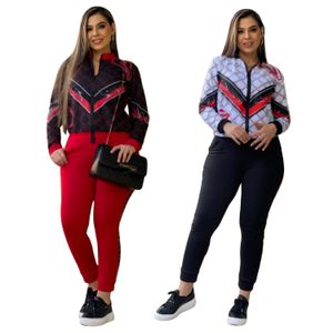 Kvinnors träningsdräkter Kvinnor Tvåverk Set Sports Suit Female Tops Shirts Long Pants 2 PCS Letter Printed Tracksuit Fashion Women Sportkläder