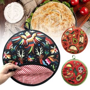 Food Storage Organization Sets 12inch Printed Tortilla Warmer Pouch Pancake Cloth Bag Insulated Portable Taco Burrito For Microwave Restaurant 230915