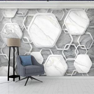 Wallpapers Simple Marble Pattern Geometric Custom Mural Home Decor Wallpaper 3D Stereo Wall Paper Industrial Self-adhesive