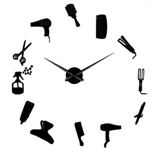 Watch Repair Kits Diy Barber Shop Giant Wall Clock With Mirror Effect Toolkits Decorative Frameless Hairdresser