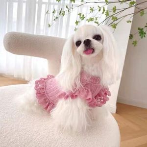 Cão vestuário laciness rosa princesa vestido cães roupas elegante festa pequena roupa gato verão fino teddy chihuahua cuteclothes atacado