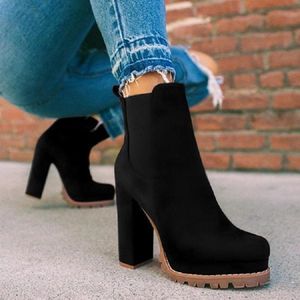 Botas 2023, zapatos para mujer, botines para mujer, tacones altos sexis, zapatos de tacón grueso para mujer, botas de Sude con punta abierta para mujer 230914