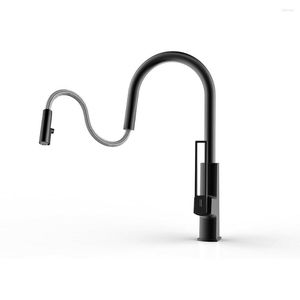 Kitchen Faucets Faucet Black Gold Chrome Sink Tap And Cold Water Mixer Pull-Out Single Hole Deck Mounted