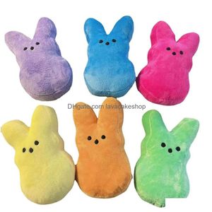 Andere festliche Partyzubehör 15 cm Mini-Osterhase Peeps Plüschpuppe Rosa Blau Gelb Lila Kaninchenpuppen für Kinder Niedliche Stofftiere Dhdmc