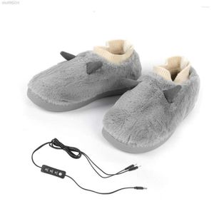 Chinelos aquecidos por USB masculinos chinelos de aquecimento ajustável lavável anti-slide inverno capa impermeável removível aquecedor de pés para casa