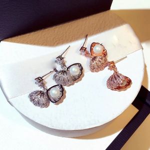 Stud utimtree Design Frauen Naturalschale Ohrringe Schmuck Kubikzirkonia -Ohrring für weibliche Accessoirestuds