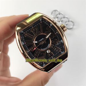 Luxry New Vanguard v45 Sc dt Data Czarna tarcza automatyczna mechaniczna męska zegarek Rose Gold Róża Skórzana Pasek Sports Gents Watches 01206p