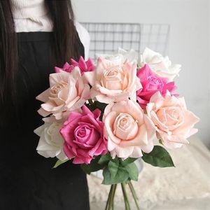 12 cm Big Rose Real Touch Latex Artificial Flower for Home Wedding Party Decoration Table Arrangement Fake Flowers Dekorativ WRE321M