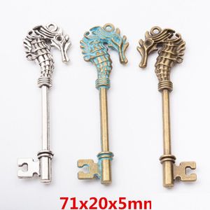 Charms 20st 71x20mm Vintage Sier Blue Zink Plated Seahorse Key Antique Bronze Pendants For Armband Earring Diy Jewelry Drop Delivery DH3NK