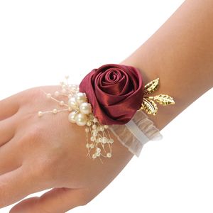 Artificial Wrist Flower Bridesmaid Bracelet Sisters Hand Flowers Prom Wedding Accessories Gifts For Guests Bridal Wrist Flower