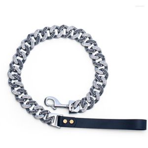 Dog Collars Luxury Diamond Chains Golden Stainless Leash Big Cuban Link