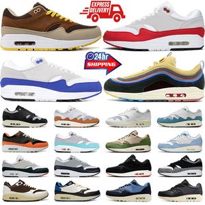 2024 OG Men Women 1 87 Running Shoes 1s Patta Waves White Black Sean Wotherspoon Noise Aqua Patch University Red Blue Mens Trainers Sport Sneakers