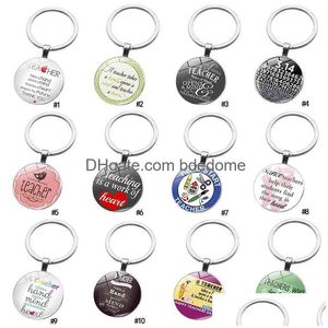 Key Rings Teach Chain Teacher Takes A Hand Opens Mind And Teaches Heart Cabochons Glass Keychains Jewelry Accessories Gift Drop Delive Dha9I